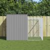 Dog House with Run Light Gray 84.3"x99.6"x71.3" Galvanized Steel