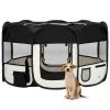 Foldable Dog Playpen with Carrying Bag Black 57.1"x57.1"x24"