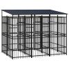 Outdoor Dog Kennel with Roof Steel 59.5 ftï¿½ï¿½