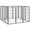 12-Panel Dog Playpen Black 19.7"x39.4" Powder-coated Steel