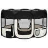 Foldable Dog Playpen with Carrying Bag Black 57.1"x57.1"x24"