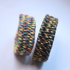 Dog Collar Woven Umbrella Rope Material (Option: Light Rainbow Left-39cm)