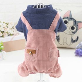 Pet Clothes Dog Four-legged Pet Clothes (Option: JEANS Pocket Strap Pink-S)