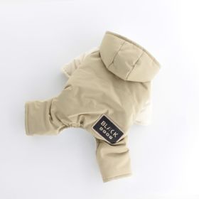 Pet Dog Clothes Shoulder Cap Four-legged Pet Clothing Hooded (Option: Khaki-S)