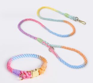 Weaving Gradient Colored Cotton Rope Pet Collar (Option: Makaron-S)