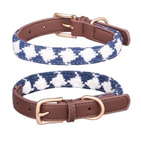 Soft Woven Prismatic Plaid Dog Collar (Option: Dark Blue-XS)