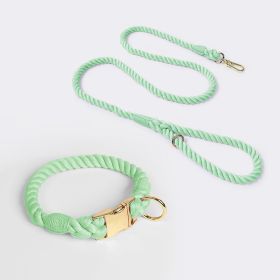 Weaving Gradient Colored Cotton Rope Pet Collar (Option: Mint Green-M)