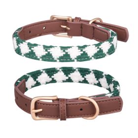 Soft Woven Prismatic Plaid Dog Collar (Option: Green-XS)