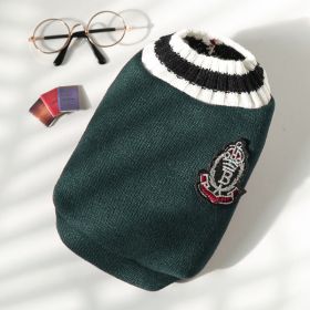 Knitted Vest V-neck Pet Clothes (Option: 278 Badge Sweater Dark Green-M)